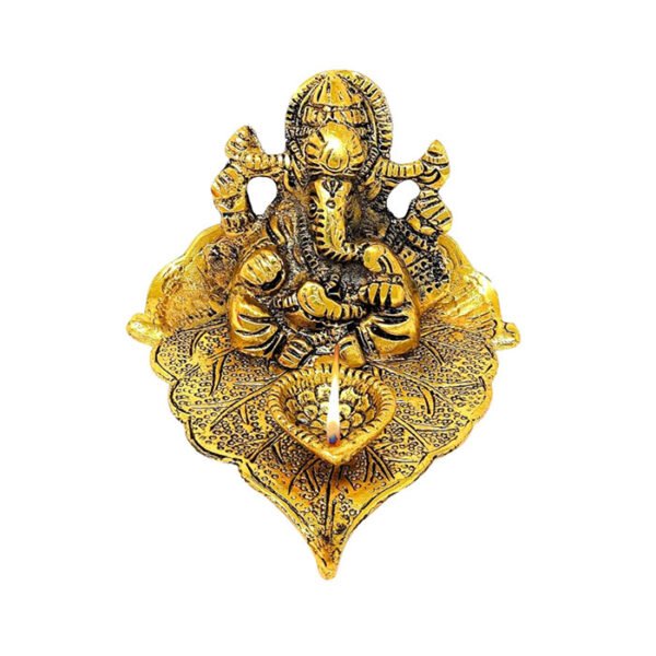 Lord Ganesha with Diya Figurine for Home Temple mandir