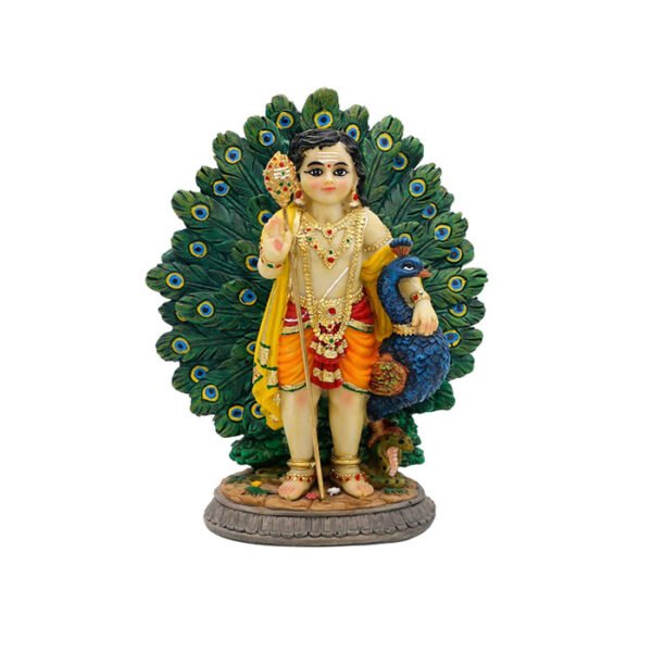 Lord Kartikeya Statue with Peacock
