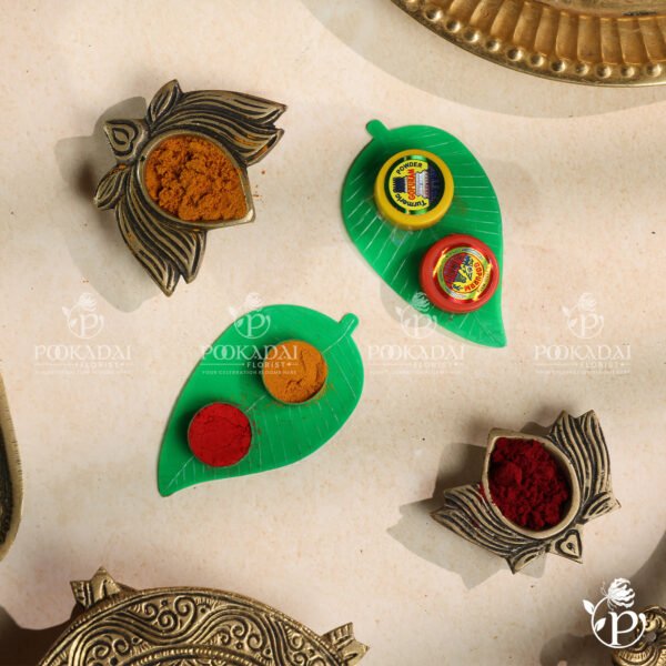 GOPURAM Kumkum Turmeric Leaf Set | Betel Leaf Set | Vetrilai Set | Paan Patta Set