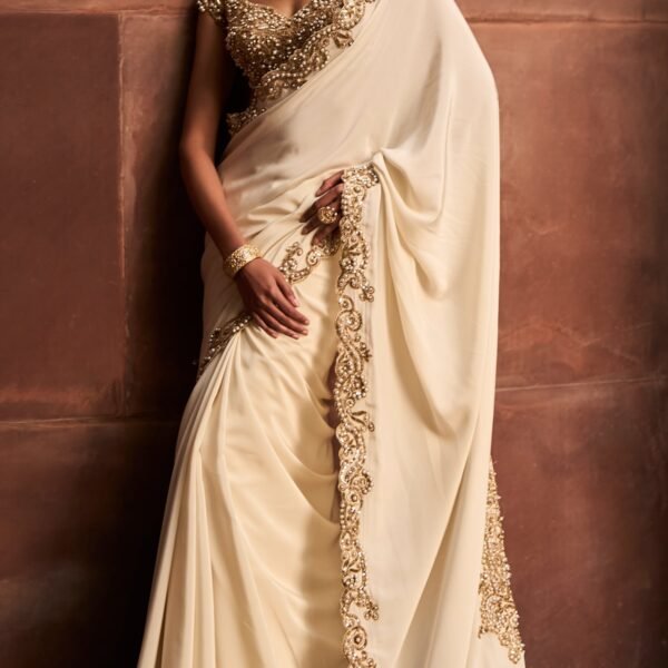 Ivory Gold Saree Set