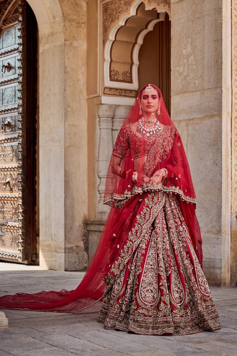 18_aa4753d3-35e2-4368-9748-f0d257bf2bff.jpg Mahanoor - Dabka Zardozi Embroidered Pure Silk Red Bridal Lehenga Set - Image 1