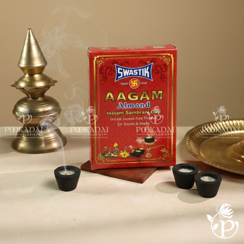 1_0a9f6f59-48bc-4fbb-a9ba-68e753ed04f9.png Swastik Aagam Almond Instant Sambrani Cup (12 Cup) - Image 1