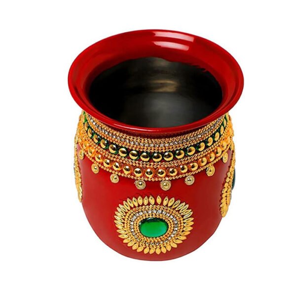 Decorative Kalash Lota Steel Kalash Hand Painted Stainless Puja Pot