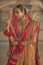 Maira - Dabka Zardozi Embroidered Raw Silk Rani Hotpink Bridal Lehenga Set - Image 2