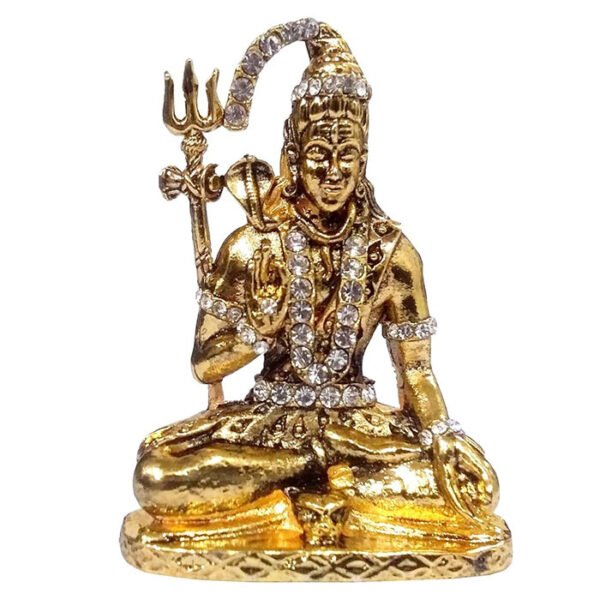 Purpledip Metal Idol Siva Mahadev: Glittering Stones Statue