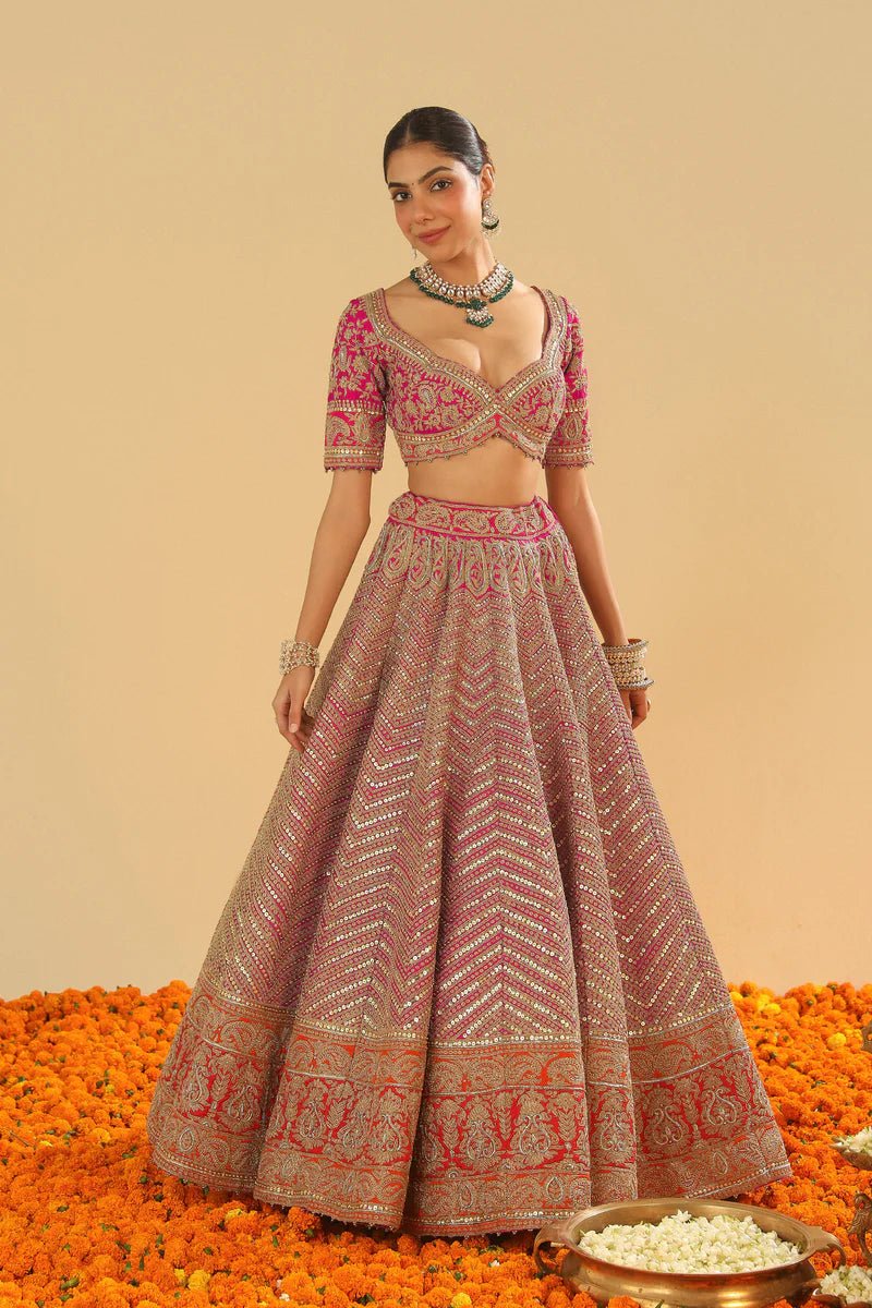 8823copy_d4e288bf-0831-4f8e-9c11-72eff8ca7e3f.jpg Anahira - Rani Hotpink Blouse With Lehenga And Dupatta - Image 1