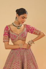 Anahira - Rani Hotpink Blouse With Lehenga And Dupatta - Image 2