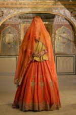 Naazila - Dabka Zardozi Embroidered Raw Silk Burnt Orange Lehenga Set - Image 2