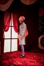 Violet Paper Dolls Mukaish Heavy Kali Sherwani with Dupion Pants