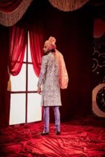Violet Paper Dolls Mukaish Heavy Kali Sherwani with Dupion Pants - Image 2