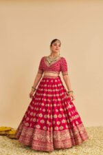 Maira - Dabka Zardozi Embroidered Raw Silk Rani Hotpink Bridal Lehenga Set - Image 4