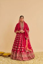 Maira - Dabka Zardozi Embroidered Raw Silk Rani Hotpink Bridal Lehenga Set - Image 7