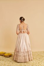 Farah - Dabka Zardozi Embroidered Pure Silk Daisy Ivory Lehenga Set - Image 8