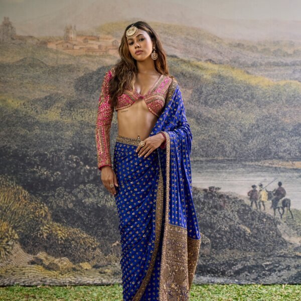 Neelpari Dabka Silk Saree Set