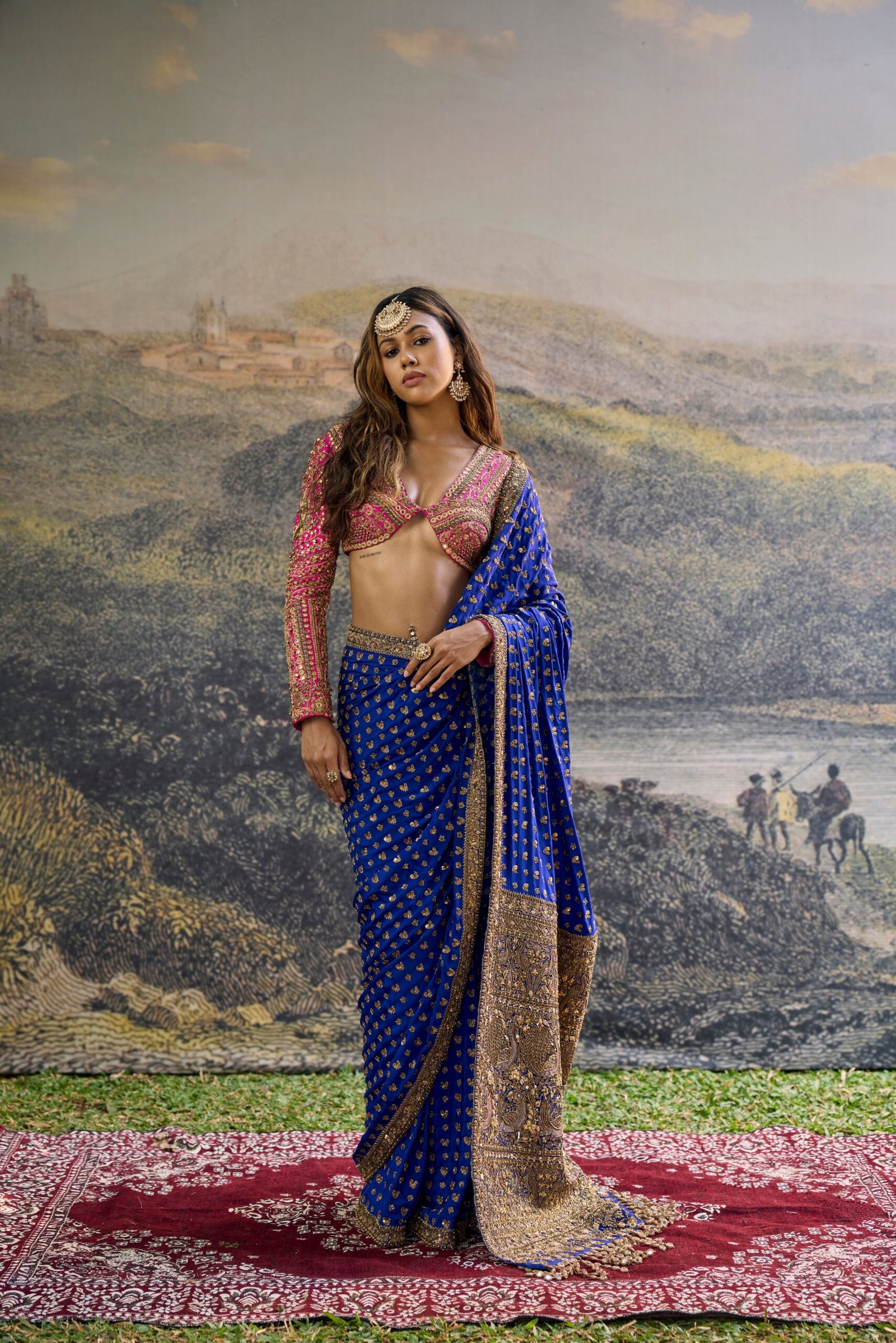 IT_27018.jpg Neelpari Dabka Silk Saree Set - Image 1