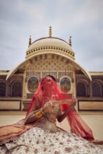 Gold Tissue Lehenga Choli with a Peach Tissue Dupatta - Image 4