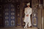 Ivory Raw Silk Sherwani with Kurta Churidar - Image 5