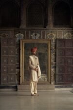 Mocca Raw Silk Sherwani with Kurta and Churidar - Image 2