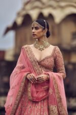 Rose Pink Raw Silk Lehenga Choli with Net Dupatta - Image 2