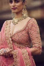 Rose Pink Raw Silk Lehenga Choli with Net Dupatta - Image 4