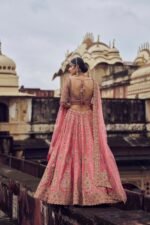Rose Pink Raw Silk Lehenga Choli with Net Dupatta - Image 5