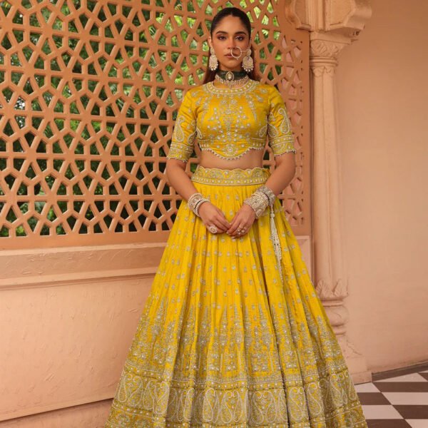 Uzma - Heirloom Mustard Lehenga With Blouse And Dupatta