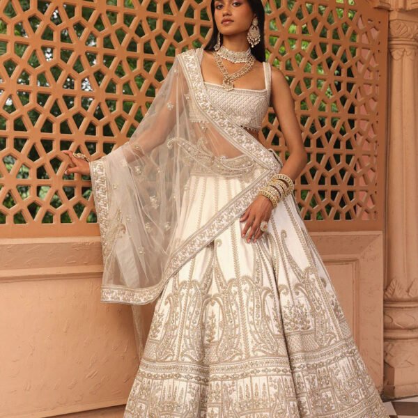 Iqra - Daisy Ivory Lehenga With Blouse And Dupatta