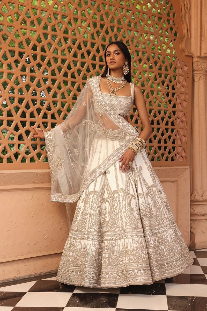 SB-3164copy.jpg Iqra - Daisy Ivory Lehenga With Blouse And Dupatta - Image 1