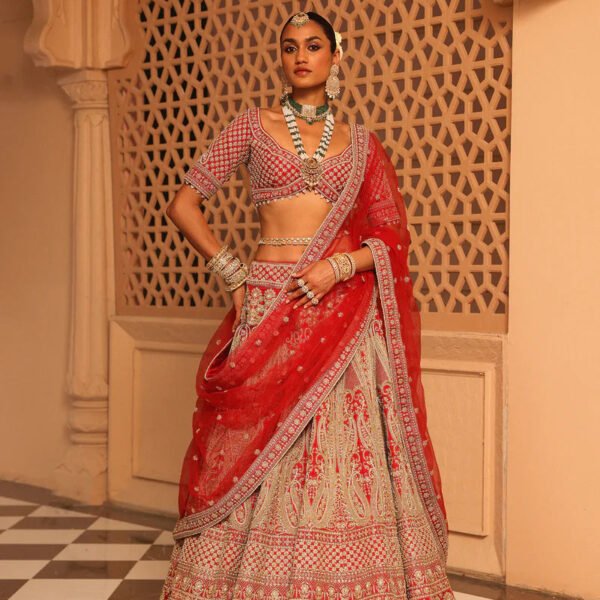 Naazreen - Red Lehenga With Blouse And Dupatta