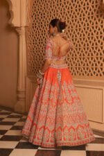 Faizah - Orange Lehenga With Blouse And Dupatta - Image 4