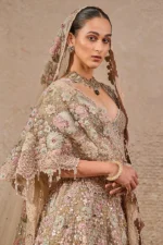 Tarun Tahiliani Multi-Colored Tulle Floral Motifs Embroidered Lehenga Set - Image 2