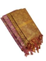 Ponnadai Cotton & Zari Designer Floral Golden Shawls - Image 2