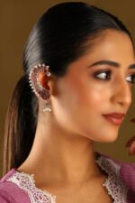 Dark Pink Stone Earrings - Image 4