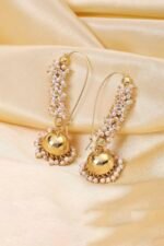 Gold Plated Brass Beaded Hoop Jhumkas