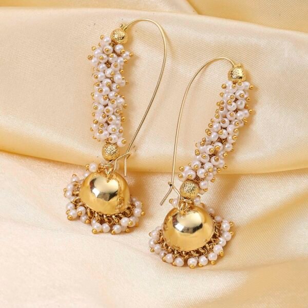 Gold Plated Brass Beaded Hoop Jhumkas