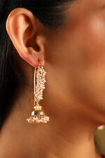 Gold Plated Brass Beaded Hoop Jhumkas - Image 2