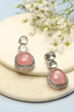 Light Pink Stone Studded Earrings