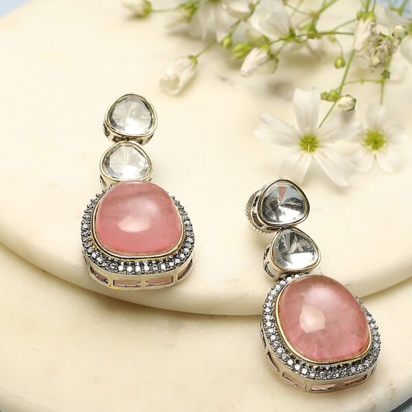 Light Pink Stone Studded Earrings