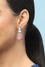 Light Pink Stone Studded Earrings - Image 2
