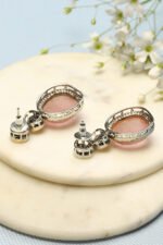 Light Pink Stone Studded Earrings - Image 3