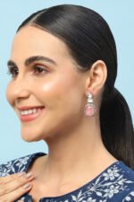Light Pink Stone Studded Earrings - Image 4