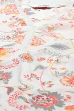 Off-White Cotton Floral Straight Kurta - Image 2