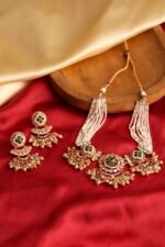 Multicolour Gold Plated Alloy Studded Necklace Set
