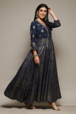 Navy LIVA Straight Printed Dress - Image 4
