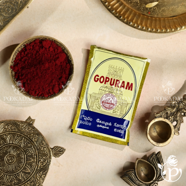 Gopuram Kumkum Powder - Extra Special Quality in Gold Foil - 40g