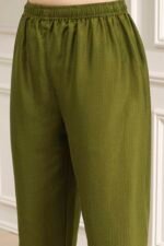 Olive Green Dyed Straight Kurta Set - Image 3