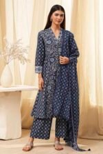 Indigo Pure Cotton Straight Suit Set - Image 7