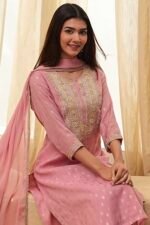 Dull Pink Embroidered Straight Suit Set - Image 8