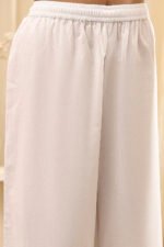 Off White Cotton Straight Embroidered Fusion Set - Image 3