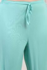 Sea Green Cotton Straight Kurta Pants Suit Set - Image 3